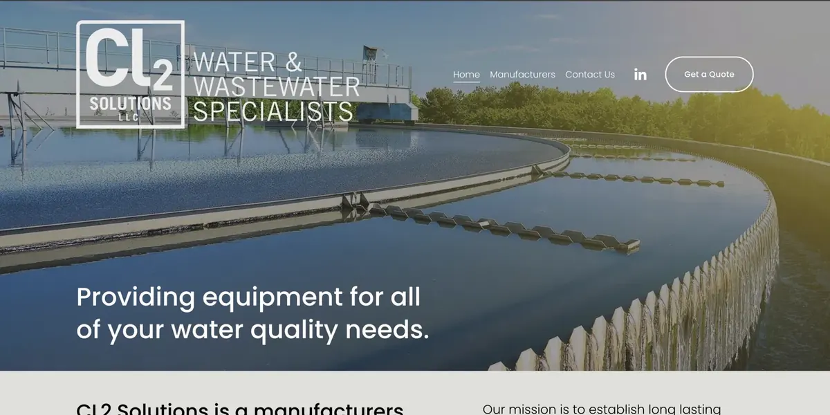 The original cl2solutions.com homepage: a photo, a tagline, and a phone number